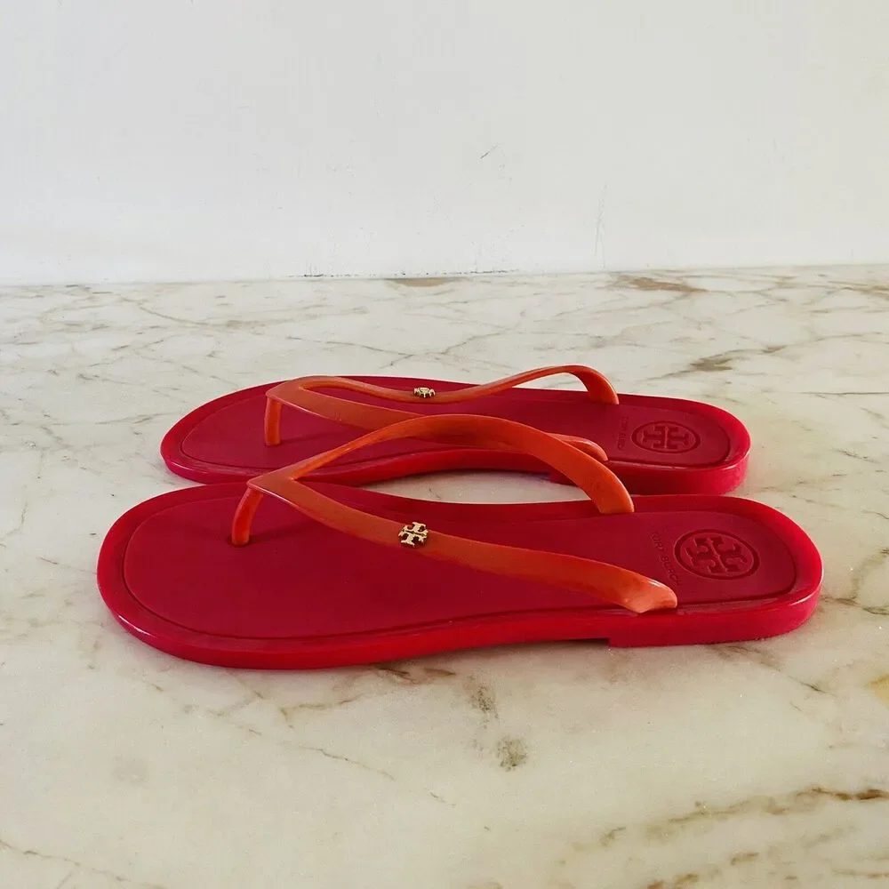 TORY BURCH Solid Red Jelly Thong Sandal - US 7